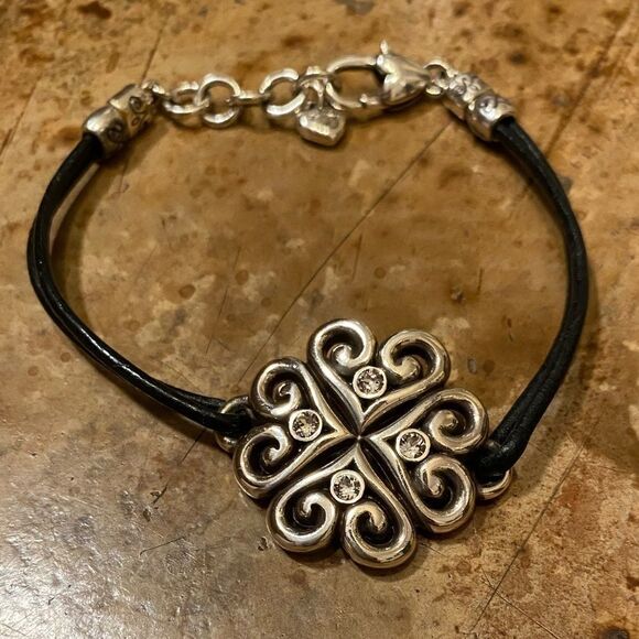 Brighton double strand black cord and silver scrolled‎ hearts  bracelet - Picture 5 of 5